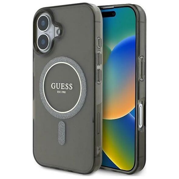 Guess Guess GUHMP16MHFGEREK iPhone 16 Plus      6.7" czarny/black hardcase IML Glitter Circle MagSafe