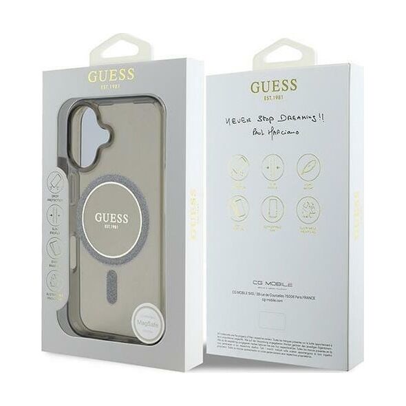 Guess Guess GUHMP16MHFGEREK iPhone 16 Plus      6.7" czarny/black hardcase IML Glitter Circle MagSafe