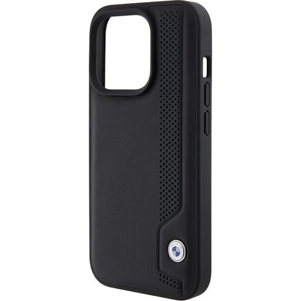 BMW BMW BMHCP15X22RBDK iPhone 15 Pro Max 6.1" czarny/black hardcase Leather Blue Dots