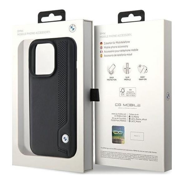 BMW BMW BMHCP15X22RBDK iPhone 15 Pro Max 6.1" czarny/black hardcase Leather Blue Dots