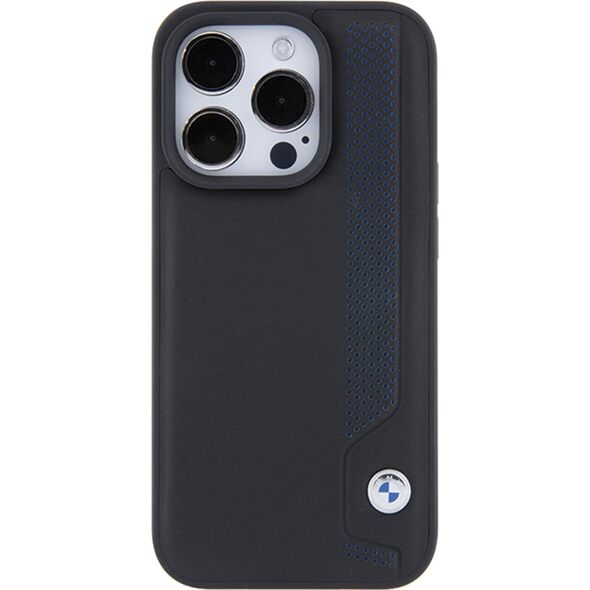 BMW BMW BMHCP15X22RBDK iPhone 15 Pro Max 6.1" czarny/black hardcase Leather Blue Dots