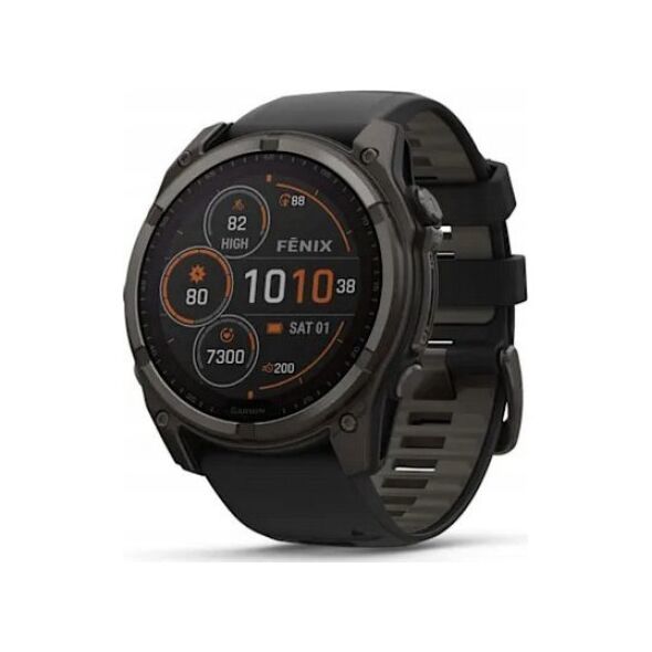Zegarek sportowy Garmin Garmin fēnix® 8 – 51mm Solar Sapphire carbon gray DLC titanium with black/pebble gray silicone