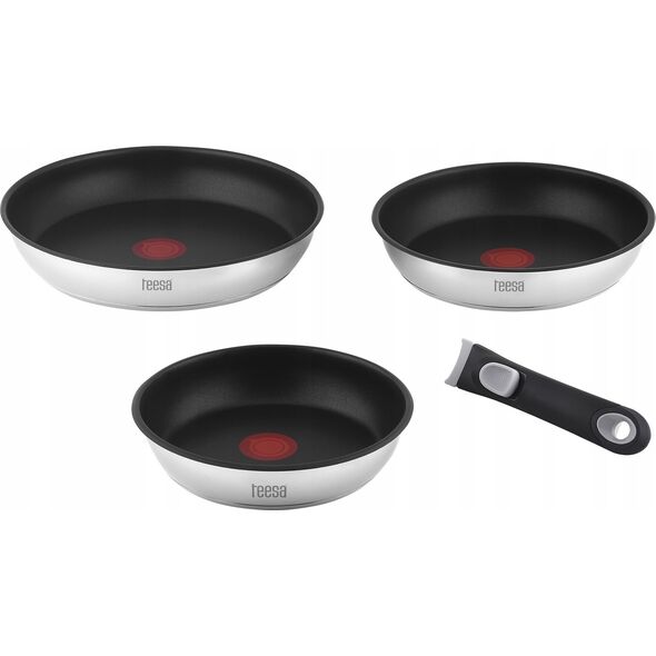 Patelnia Teesa Zestaw patelni z odłączaną rączką 22cm , 24cm 28 cm TEESA FRYING PANS SINGLE HAND