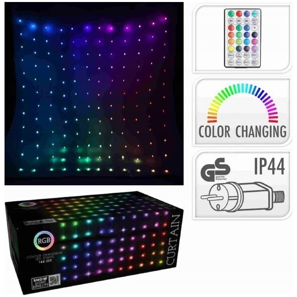Lampki choinkowe CORTINA LAMPKI CHOINKOWE KURTYNA ŚWIETLNA ZEW/WEW 240 LED 600X60CM Z PILOTEM RGB