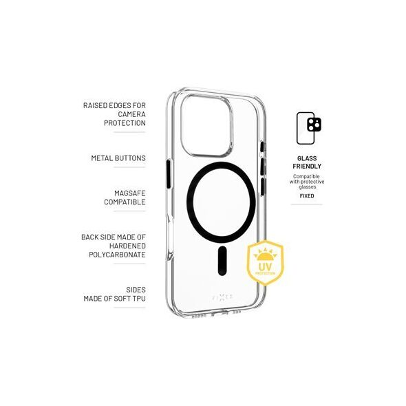 Fixed | MagPurity | Back Cover | Apple | iPhone 16 Pro | TPU | Clear, Black one size