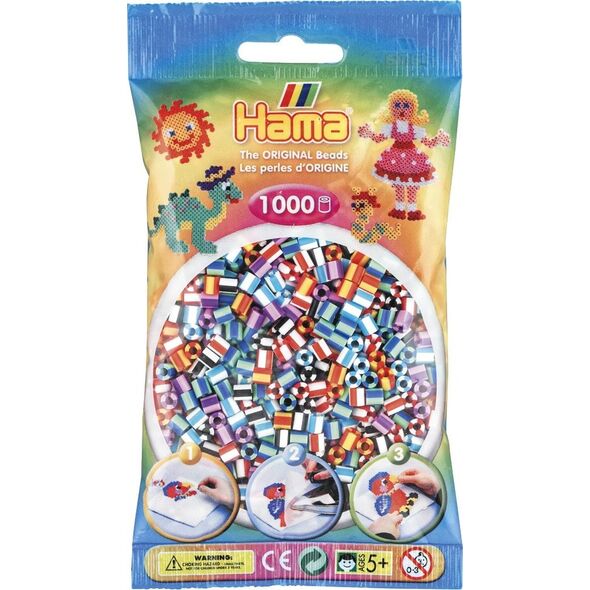Hama midi perler 1000stk stribet mix 90