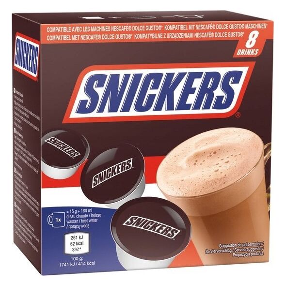 Hot chocolate pods compatible with NESCAFE(r) Dolce Gusto(r) Snickers, 8 pcs.