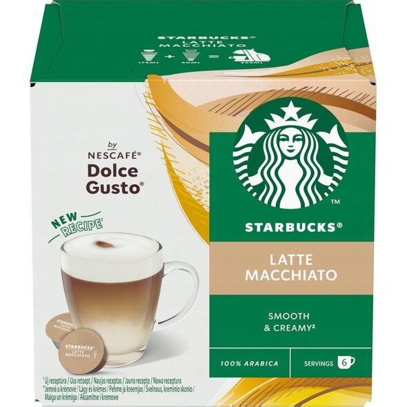 Coffee capsules compatible with NESCAFE(r) Dolce Gusto(r) Starbucks Latte Macchiato, 6 + 6 pcs.
