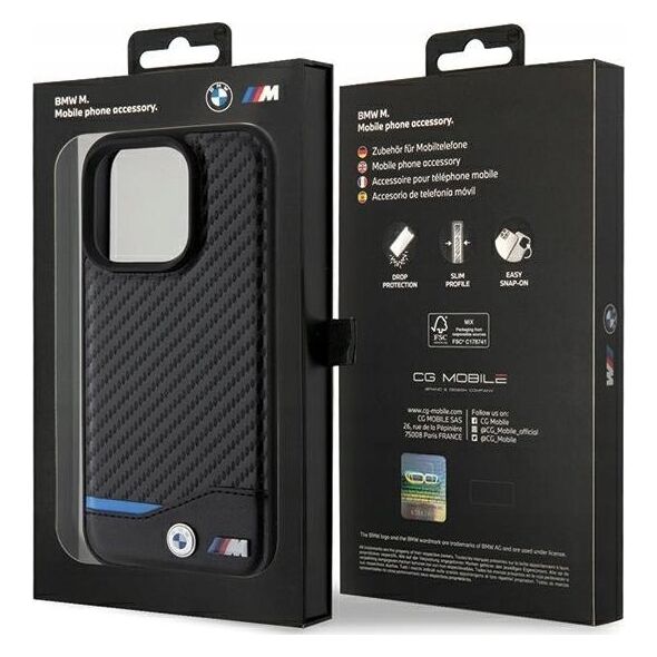 Etui BMW BMHMP15L22NBCK Apple iPhone 15 Pro hardcase Leather Carbon MagSafe czarny/black