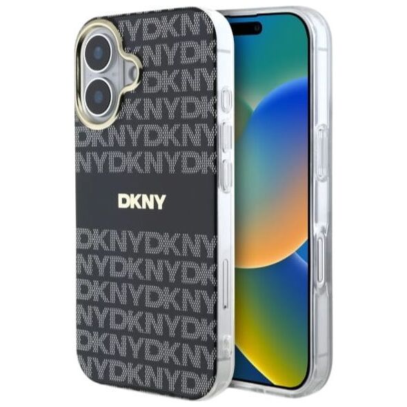 DKNY DKHMP16SHRHSEK iPhone 16 6.1"        czarny/black hardcase Repeat Texture Pattern With Stripe