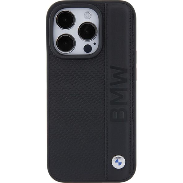 BMW BMHCP15X22RDPK iPhone 15 Pro Max  6.7" czarny/black hardcase Leather Textured & Stripe