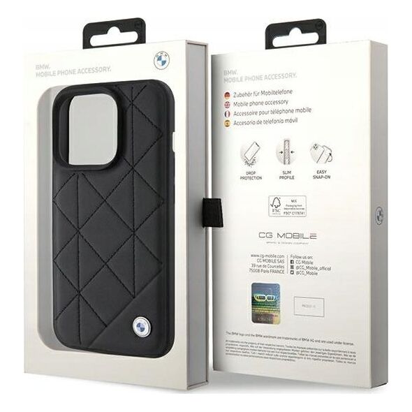 Etui BMW BMHCP15X22RQDK Apple iPhone 15 Pro Max Leather Quilted czarny/black