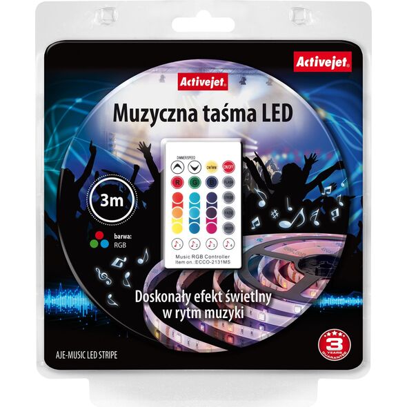 Taśma LED Activejet 3m 7W/m RGB multikolor (AJE-LED Music Stripe)
