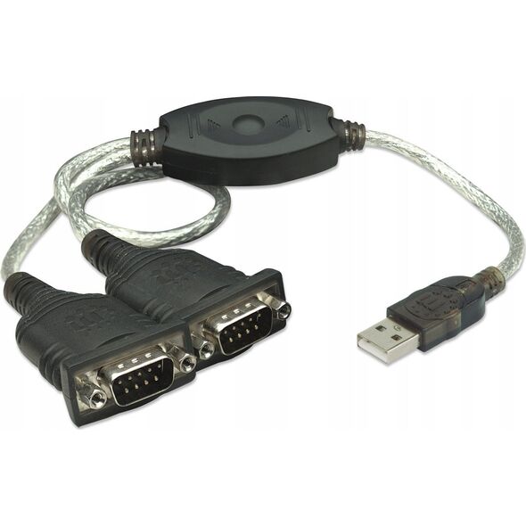 Kabel USB Manhattan USB-A - 2x RS-232 0.45 m Czarny (174947)