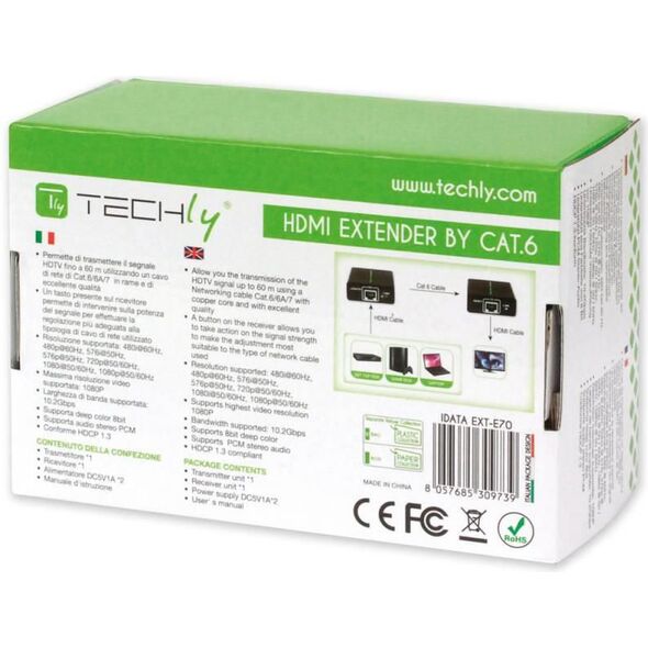 System przekazu sygnału AV Techly Extender HDMI po skrętce kat 5e/6a/7 (309739)