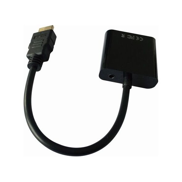 Adapter AV Gembird HDMI - D-Sub (VGA) + Jack 3.5mm czarny (A-HDMI-VGA-03)