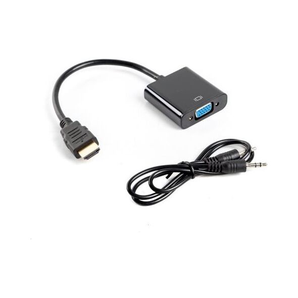 Adapter AV Lanberg HDMI - D-Sub (VGA) + Jack 3.5mm czarny (AD-0017-BK)