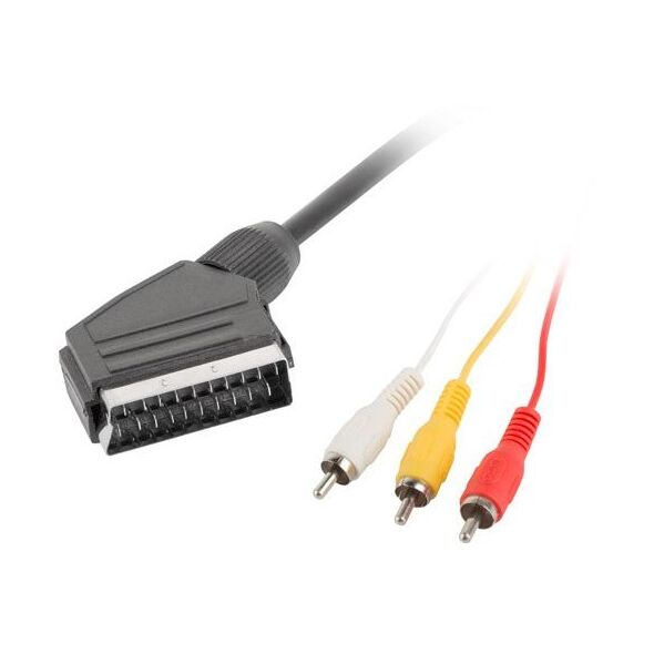 Kabel Lanberg Scart - RCA (Cinch) x3 1.8m czarny (CA-EURC-10CC-0018-BK)