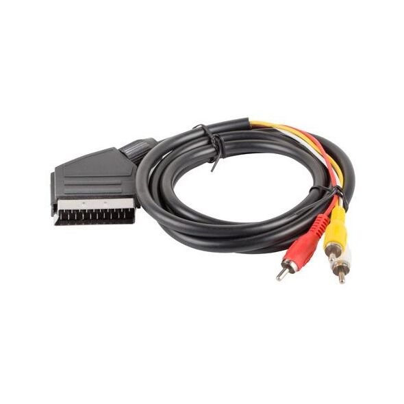 Kabel Lanberg Scart - RCA (Cinch) x3 1.8m czarny (CA-EURC-10CC-0018-BK)