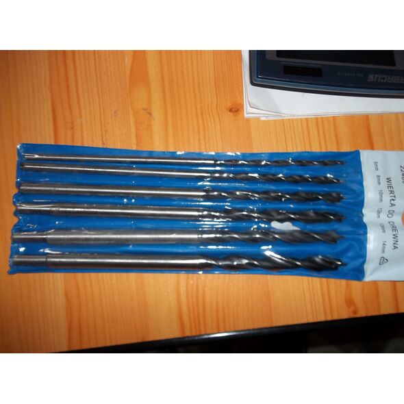 Wiertło Vorel do drewna kręte walcowe 6 10 12 13 14 8mm zestaw (22460)