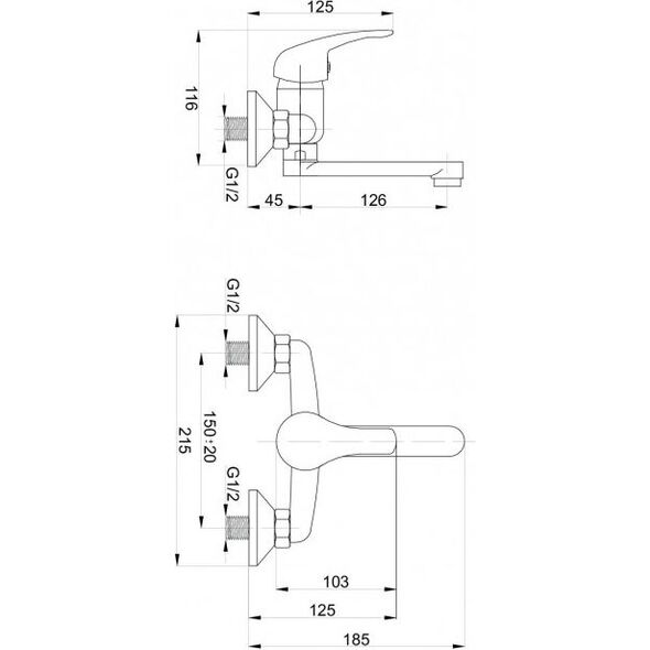 Bateria umywalkowa Hydroland Joker ścienna chrom (5900308736357)