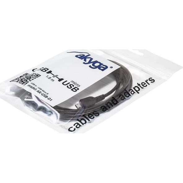Kabel USB Akyga USB-A - microUSB 1.8 m Czarny (AK-USB-01)