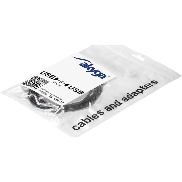 Kabel USB Akyga USB-A - USB-A 3 m Czarny (AK-USB-19)