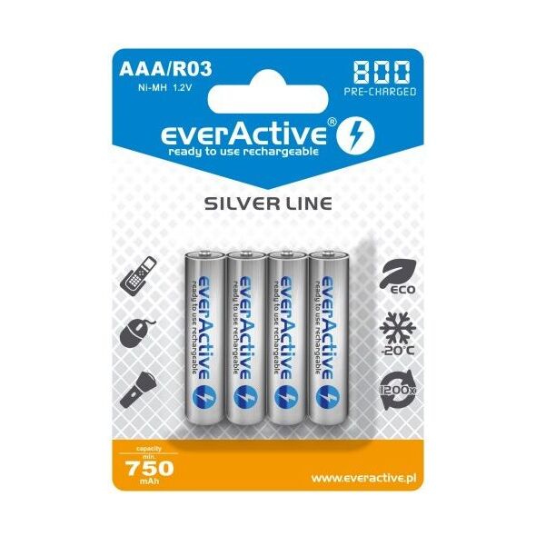 EverActive Akumulator Silver Line AAA / R03 800mAh 4 szt.