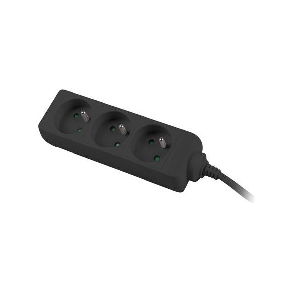 Lanberg 1.5m, czarna, 3 gniazda, kabel wykonany z pełnej miedzi -PS0-03E-0150-BK