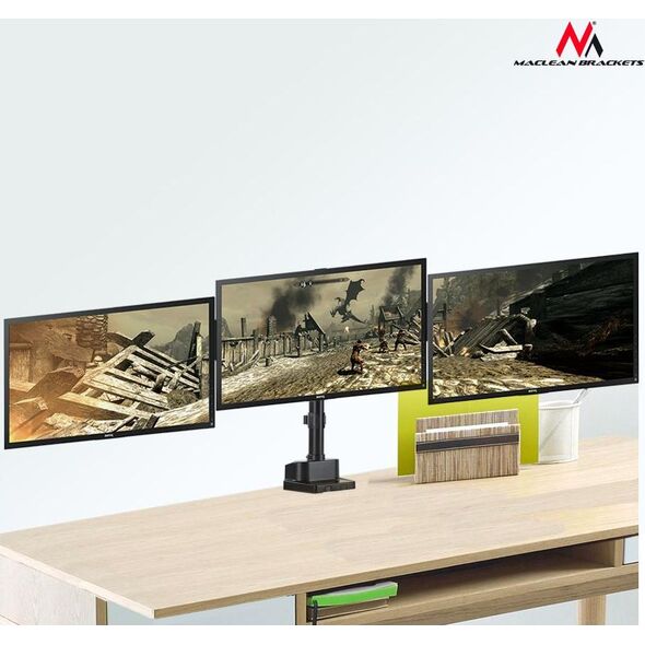 Maclean Uchwyt biurkowy na 3 monitory 17" - 27" (MC-811)