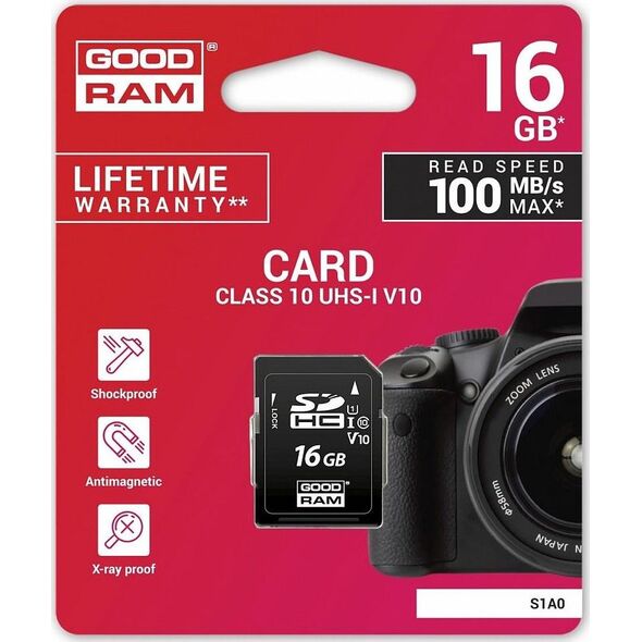 Karta GoodRam S1A0 SDHC 16 GB Class 10 UHS-I/U1 V10 (S1A0-0160R12)