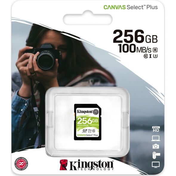 Karta Kingston Canvas Select Plus SDXC 256 GB Class 10 UHS-I/U3 V30 (SDS2/256GB)
