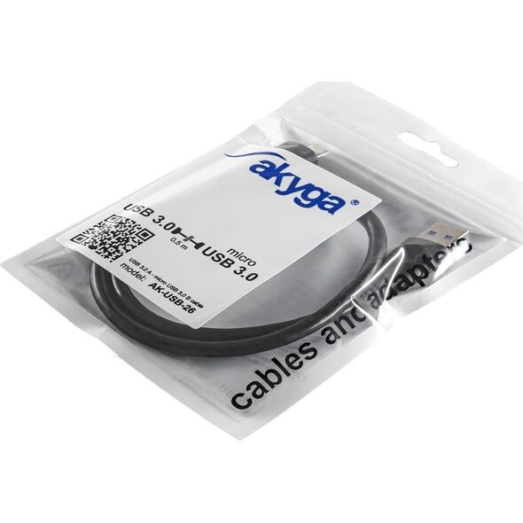 Kabel USB Akyga USB-A - microUSB 0.5 m Czarny (AK-USB-26)