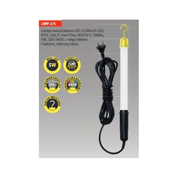 Kel lampa warsztatowa Led 6w z wyłącznikiem 5m (W-98731)