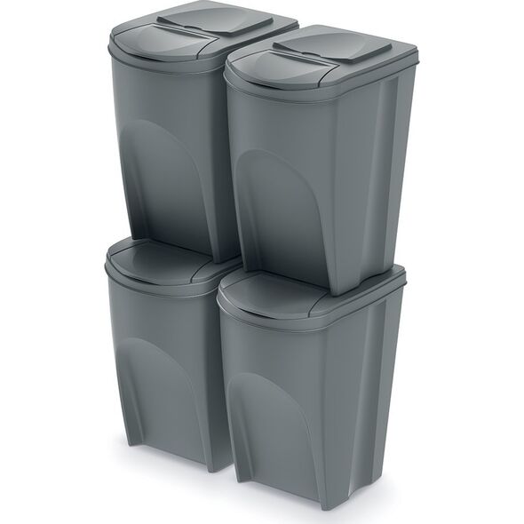 Kosz na śmieci Prosperplast Sortibox do segregacji 4 x 35L szary (IKWB35S4-405U)