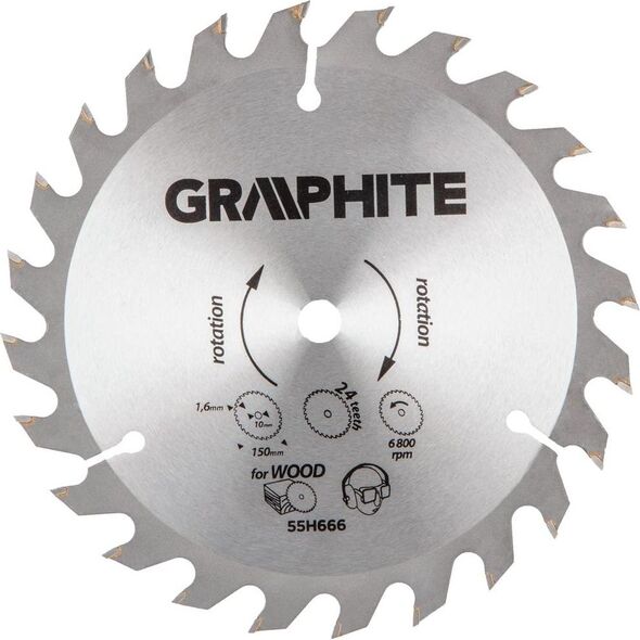 Graphite Tarcza do pilarki (Circular saw blades with HM tips 150x10mm, 1.6 mm , 24 teeth, Energy+)