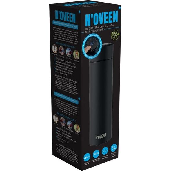 Noveen Butelka termiczna NOVEEN LED 480 ml TB2310 Black Mat