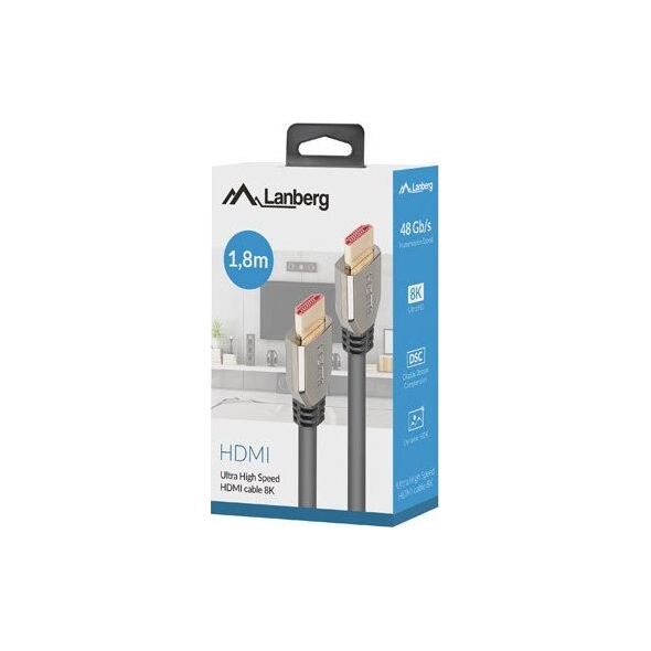 Kabel Lanberg HDMI - HDMI 1.8m srebrny (CA-HDMI-30CU-0018-BK)