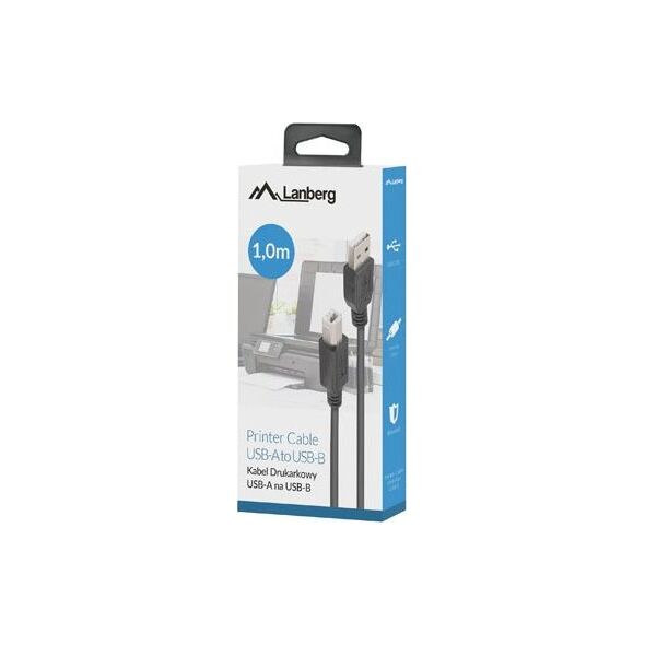 Kabel USB Lanberg USB-A - USB-B 1 m Czarny (CA-USBA-15CU-0010-BK)