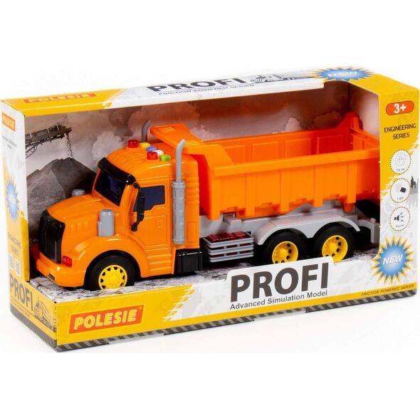 Polesie Polesie 86297 "Profi' samochód-wywrotka z napędem, pomarańczowy, światło, dźwięk w pudełku