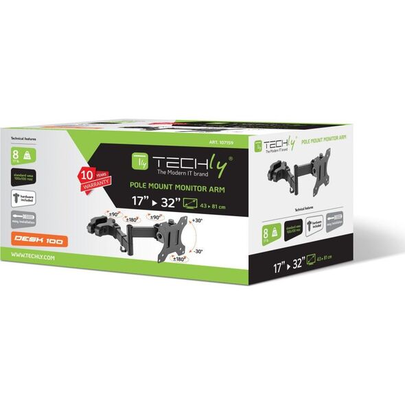 Techly Ramię na słup do monitora 17" - 32" (ICA-LCD 110BK)
