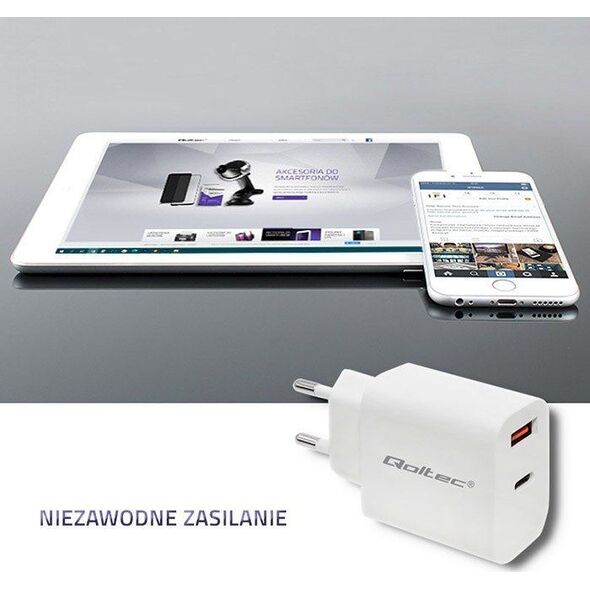 Ładowarka Qoltec 1x USB-A 1x USB-C 3 A (51714)