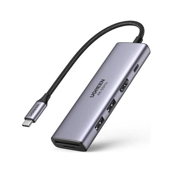 HUB USB Ugreen CM511 1x SD 1x USB-C 1x TF  + 2x USB-A 3.2 Gen1 (UGR1064GRY)
