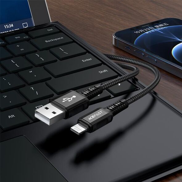 Kabel USB Acefast USB-A - Lightning 1.2 m Czarny (6974316280507)