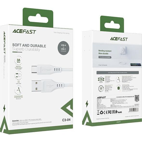 Kabel USB Acefast USB-A - USB-C 1.2 m Biały (6974316280873)
