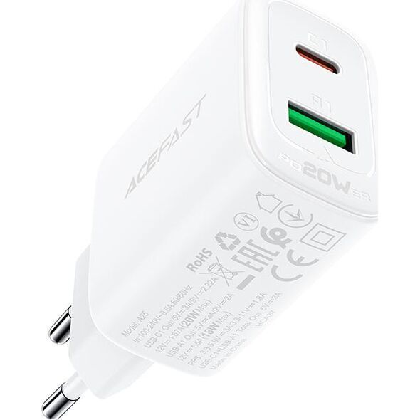 Ładowarka Acefast A25 1x USB-A 1x USB-C 3 A (6974316281214)