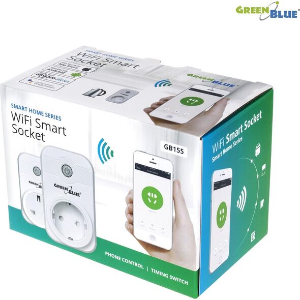 GreenBlue Gniazdko WIFI sterowane zdalnie GreenBlue GB155G Android iOS Alexa Google Home timer max 2000W (typ niemiecki)