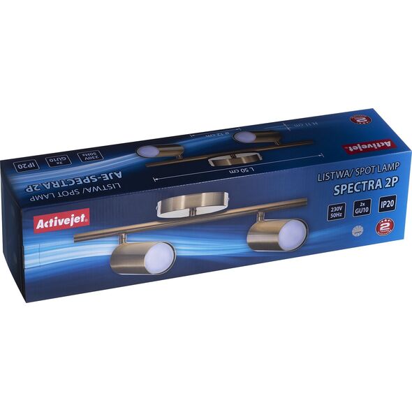 Kinkiet Activejet Listwa reflektorowa podwójna złota sufitowa ścienna Activejet SPECTRA kinkiet GU10 do salonu