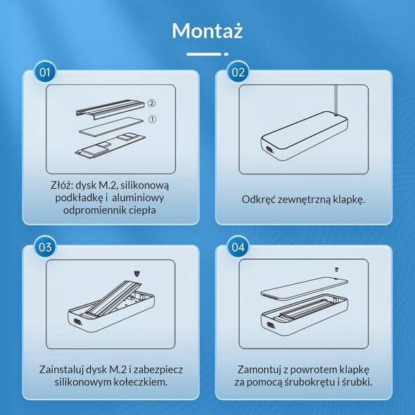 Kieszeń Orico dysku SSD M.2 NVMe 20 Gbps