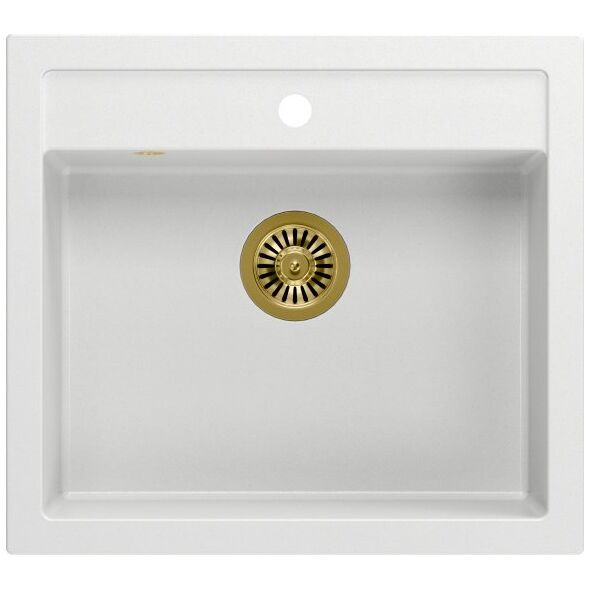 Zlewozmywak Quadron BILL 110 GraniteQ snow white/elementy złote